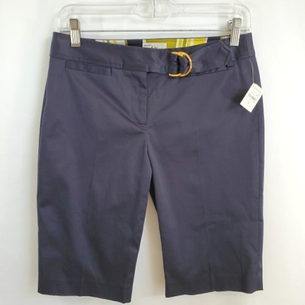 Milly Stretch-Cotton Sateen Bermuda Shorts, Blue